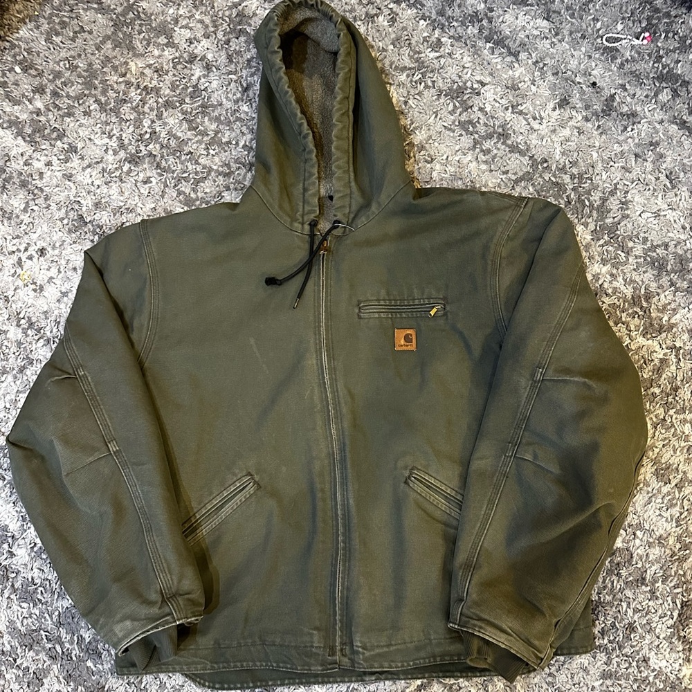 Vintage Pistachio Green Sherpa Lined Carhartt Jacket